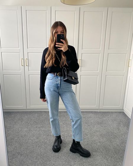 Chunky boot look 🖤

Black jumper, black belt, cropped straight leg jeans and Chanel bag. 

My boots and jeans are old Zara. 



#LTKeurope #LTKstyletip #LTKSeasonal