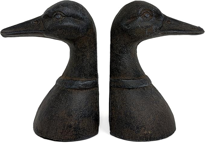 Decorative Distressed Cast Metal Duck Head Bookends - Heavy Duty Book Stopper for Shelves, Cute N... | Amazon (US)