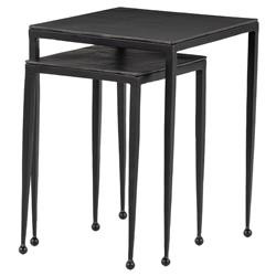 Fector Industrial Black Aluminum Top Matte Iron Frame Square Nesting End Table | Kathy Kuo Home
