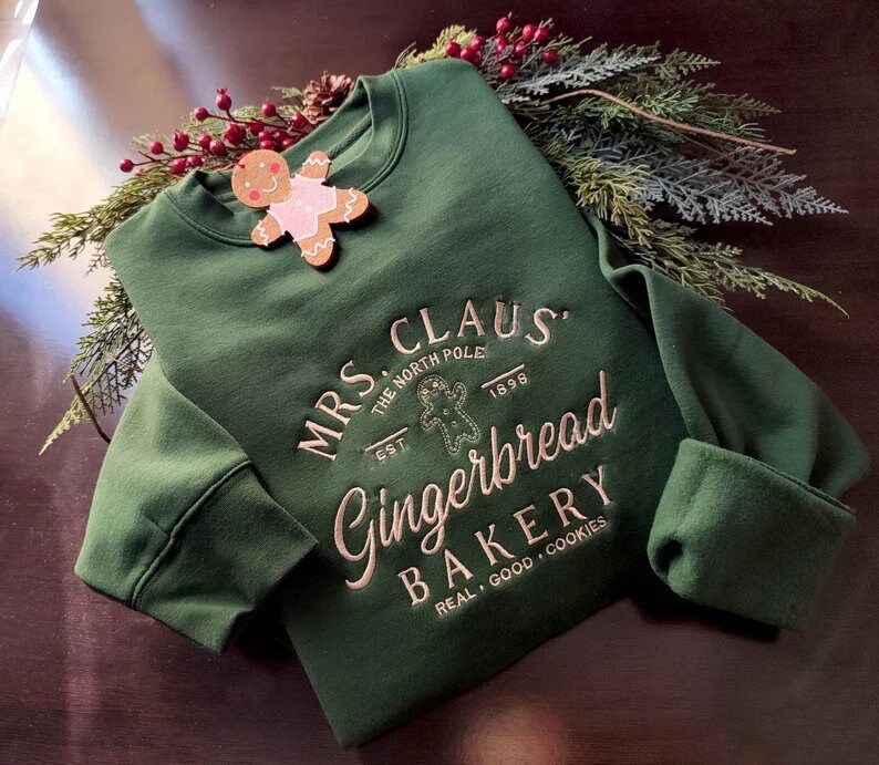 Santa Claus Gingerbread Bakery Embroidered Sweatshirt- Christmas Embroidered Sweatshirt- Christma... | Etsy (US)
