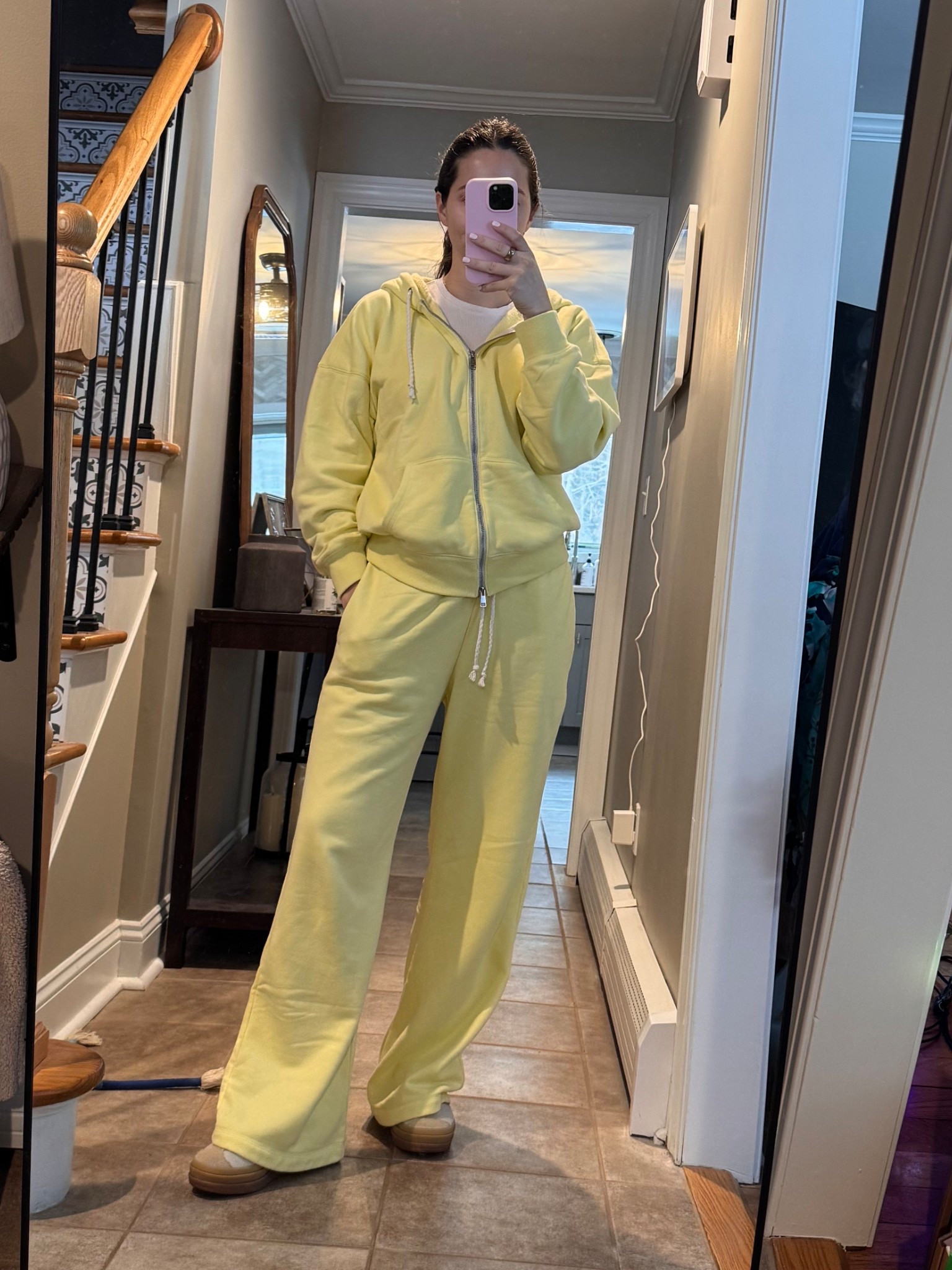 This yellow is SO good 🤩💛
Wearing size M in zipup 
Wearing size small in pants 

#LTKSaleAlert #LTKFindsUnder100 #LTKFindsUnder50