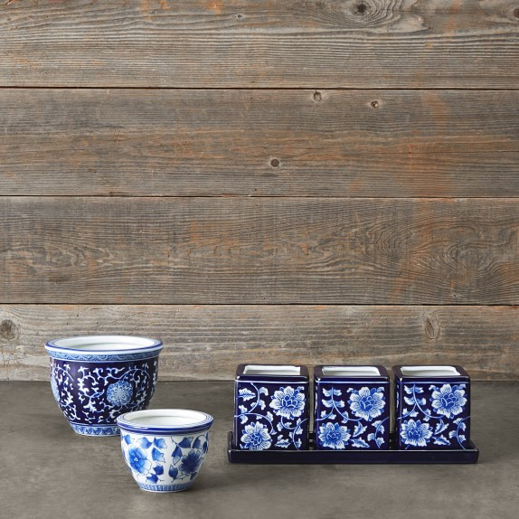 Blue & White Ceramic Planter, Extra Small | Williams-Sonoma