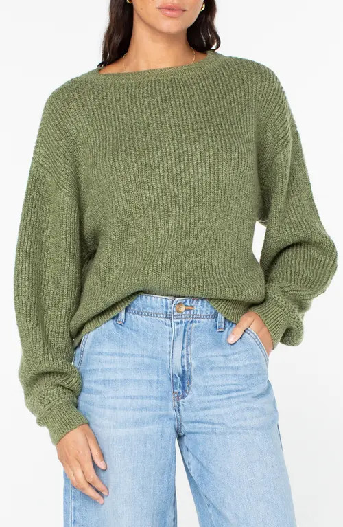Roxy Around the Way Boatneck Sweater in Oil Green at Nordstrom, Size X-Small | Nordstrom