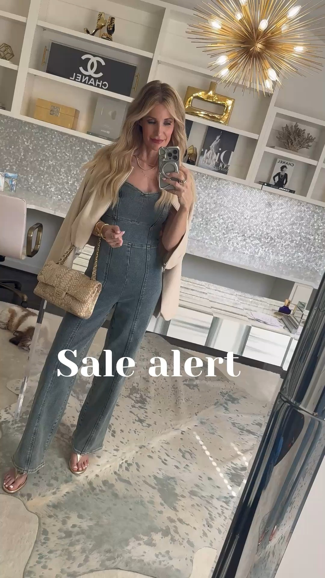 Denim jumpsuit outfit + chic bomber jacket on sale 👖✨

This Express denim jumpsuit is so flattering with a cinched waist, sweetheart neckline, and subtle back cutout that adds the perfect little edge. I layered it with a fabulous bomber jacket for an effortless look that works for brunch, girls’ night, or date night — wearing an XS in the denim jumpsuit and XS in the jacket, and both pieces are on sale. #LTKsale #LTKstyle #LTKOver40 

 #LTKSeasonal #LTKOver40 #LTKSaleAlert