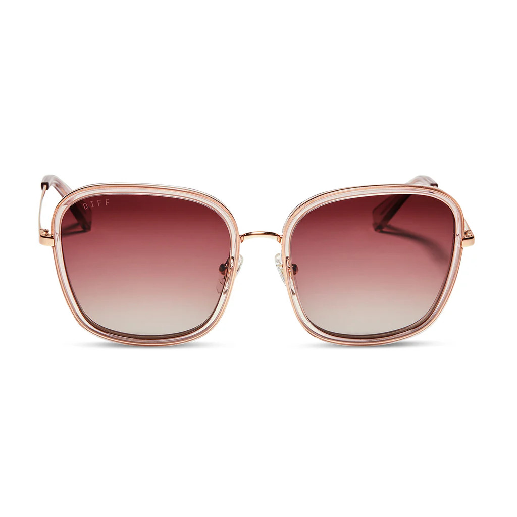 GENEVIVE - LIGHT PINK CRYSTAL + WINE GRADIENT + POLARIZED SUNGLASSES | DIFF Eyewear