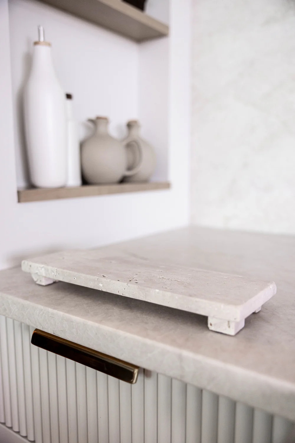 Travertine Footed Trivet Tray | Luxe B Co