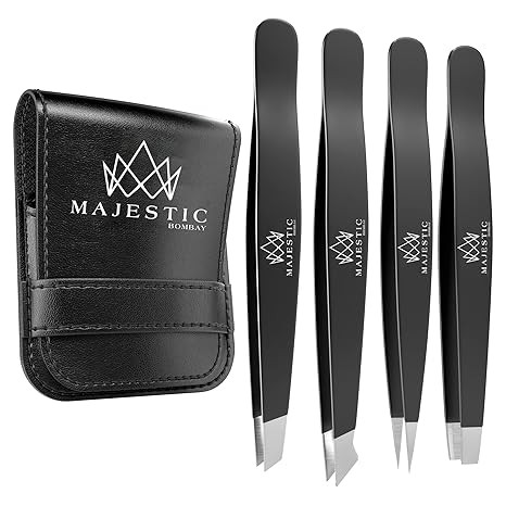 Majestic Bombay Fine Point + Slant Tweezers for Women and Men – Splinter Ticks, Facial, Brow an... | Amazon (US)
