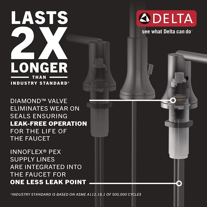 Delta Faucet Trinsic Widespread Bathroom Faucet 3 Hole, Gold Bathroom Faucet, Diamond Seal Techno... | Amazon (US)