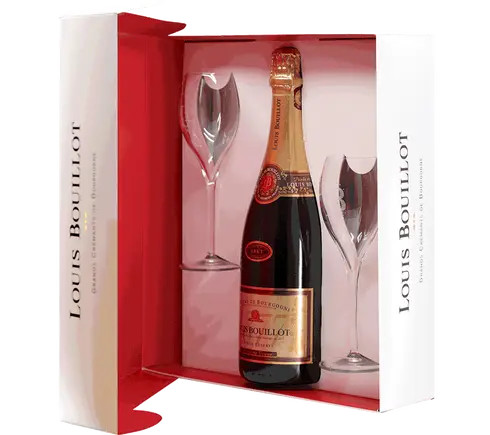 Louis Bouillot Perle de Vigne Brut Giftset w/ 2 Glasses | Total Wine