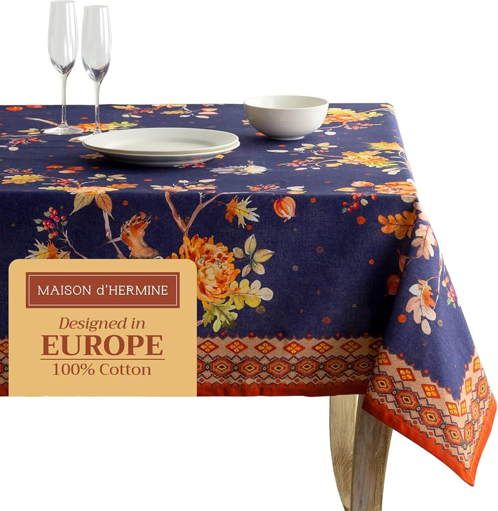 Maison d' Hermine 100% Cotton Table Cover - 60"x120" Rectangle Decorative Tablecloth - Washable T... | Amazon (US)