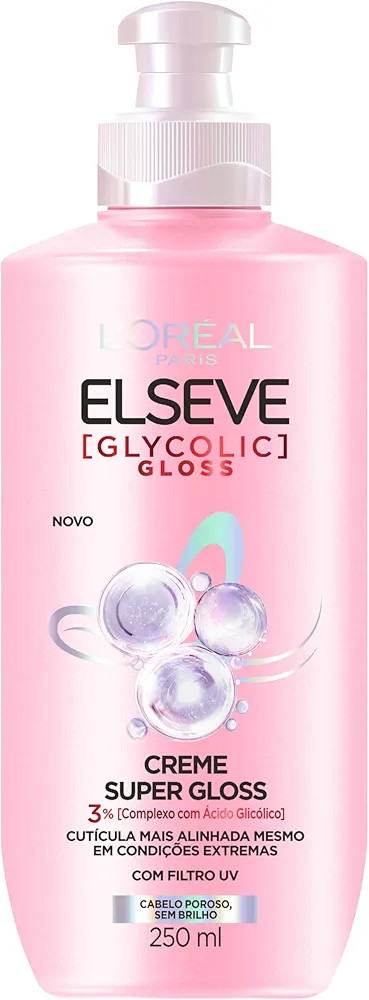 Creme para Pentear Super Gloss L'Oréal Paris Elseve Glycolic Gloss 250ML | Amazon (BR)