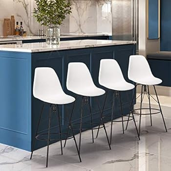 Alunaune Swivel Counter Bar Stools Set of 4 with Backs Mid Century Modern Armless Bar Height Side Ch | Amazon (US)