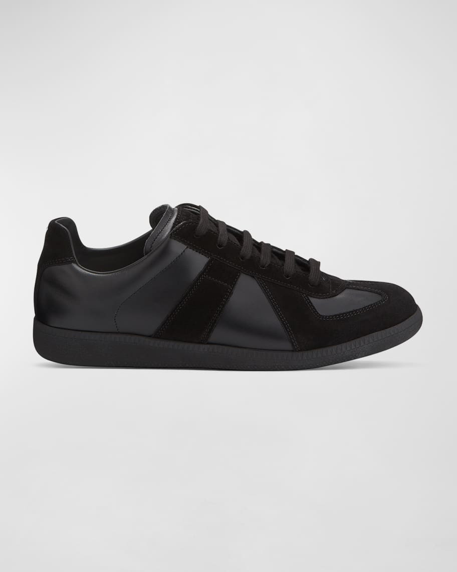 Maison Margiela Men's Replica Leather Suede Low-Top Sneakers | Neiman Marcus