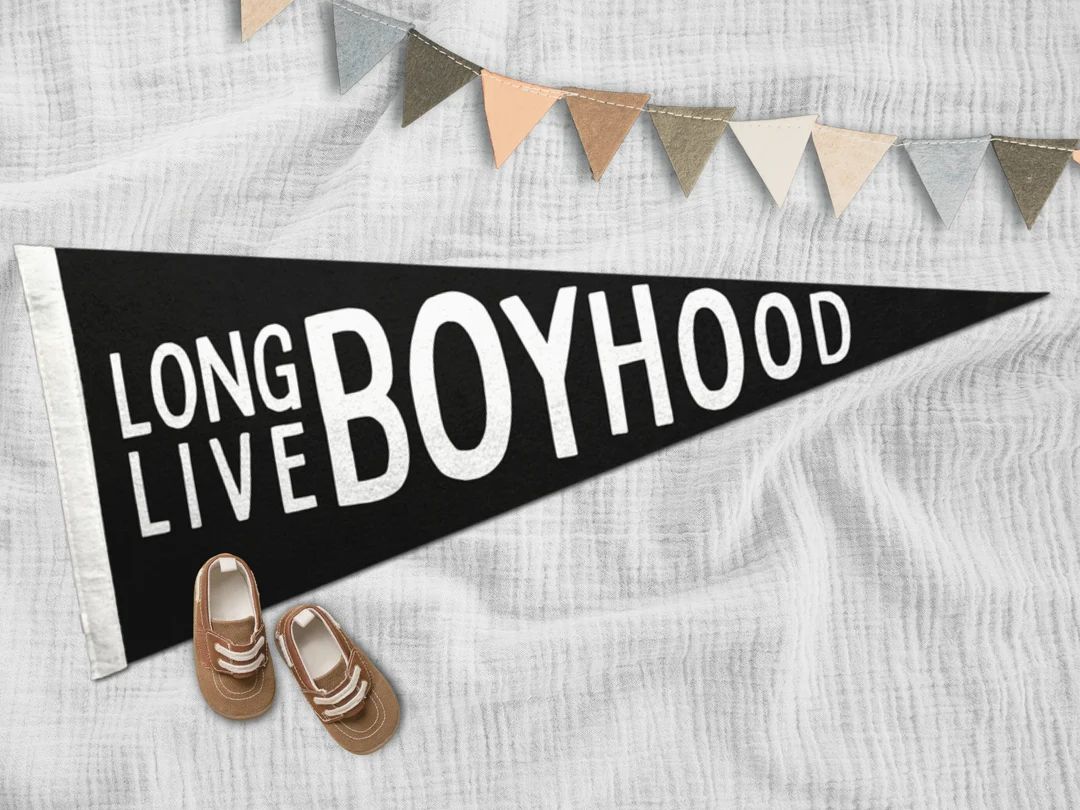 Long Live Boyhood Pennant | Felt Pennant Flag | Boy Room Sign | Nursery Decor | Boho Nursery Deco... | Etsy (US)