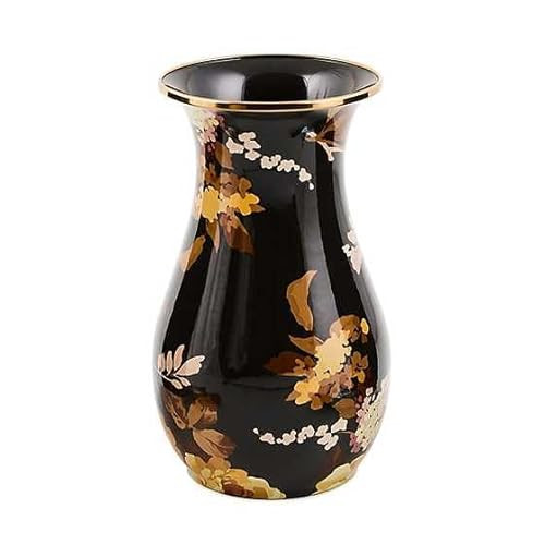 MACKENZIE-CHILDS Tall Enamel Vase, Unique Flower-Vase Decor for Living Room, Wild Rose Brown | Amazon (US)