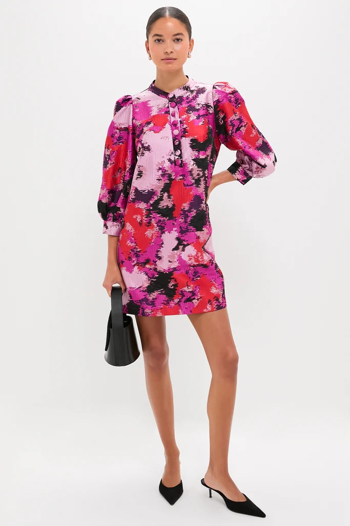 Pink and Red Lurex Abstract Jacquard Samantha Dress | Tuckernuck (US)