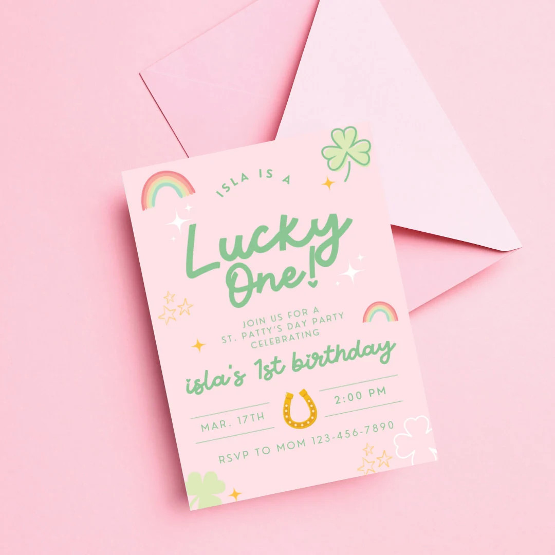 Lucky One Birthday Invitation, Girls First Birthday Invitation, St Patricks Day Invite, St Patric... | Etsy (US)