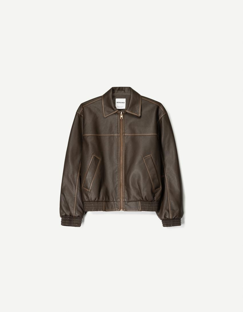 Leather effect jacket - Women | Bershka GB