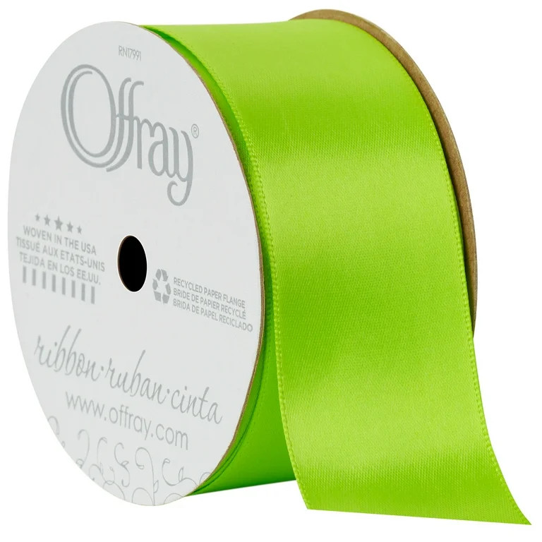 Offray Ribbon, Chartreuse Green 1 1/2 inch Double Face Satin Polyester Ribbon, 12 feet - Walmart.... | Walmart (US)