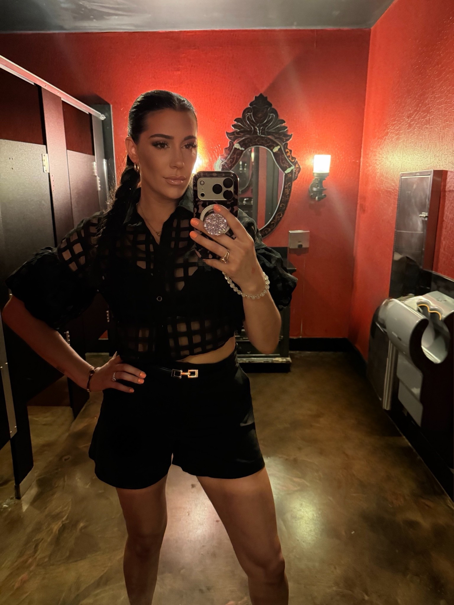 Loving this sheer grid print top with puff sleeves! 🤩 

It's the perfect statement piece for a night out. Paired it with classic black shorts and an embellished belt.

#LTKunder50 #LTKstyletip #LTKfit #GNOoutfit #AllBlackLook