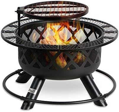 BALI OUTDOORS Wood Burning Fire Pit Backyard with Cooking Grill, 32in, Black, 24in | Amazon (US)