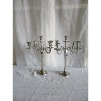 Art Deco Candelabra 5 Candles Silver Plate Heavy Quality French Vintage Pair | Etsy (US)