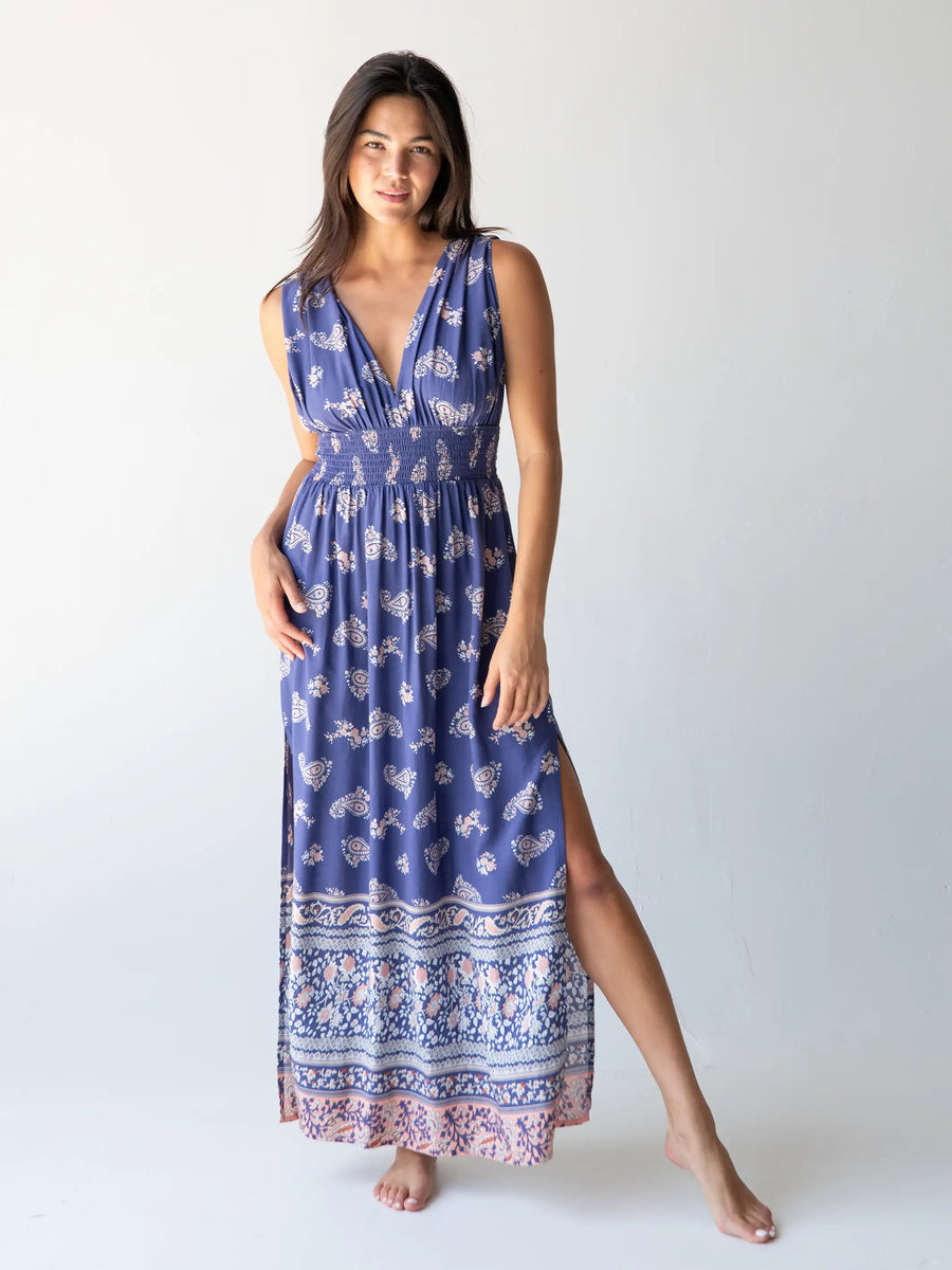 Nadia Halter Dress - Navy Paisley | Natural Life