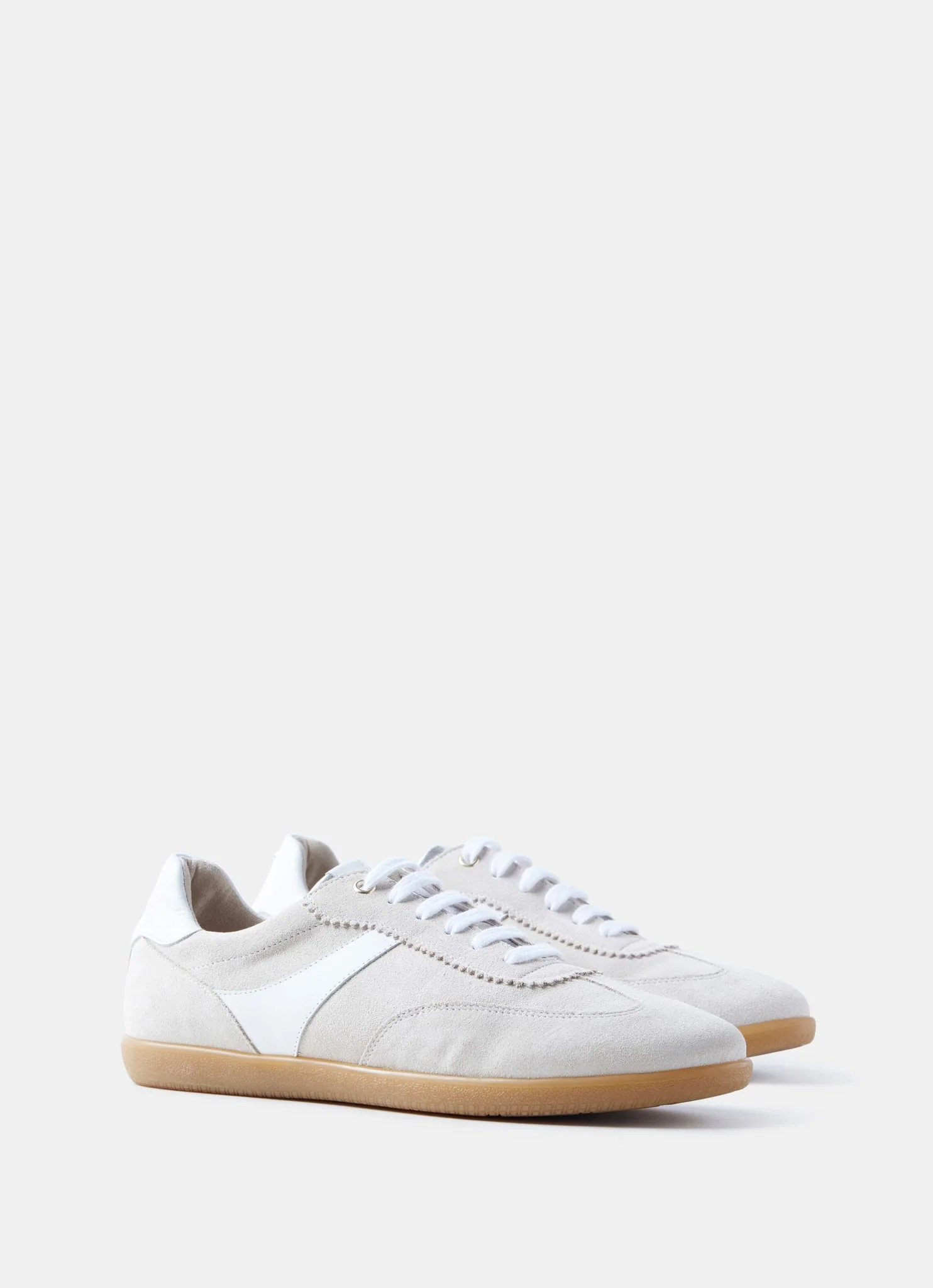 Ace Neutral Suede Side Stripe Trainers | Mint Velvet