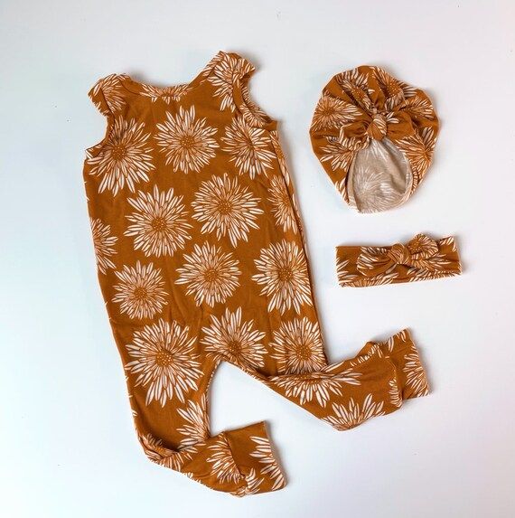 Luxury Bamboo Romper in Burnt Orange Floral one Piece | Etsy | Etsy (US)