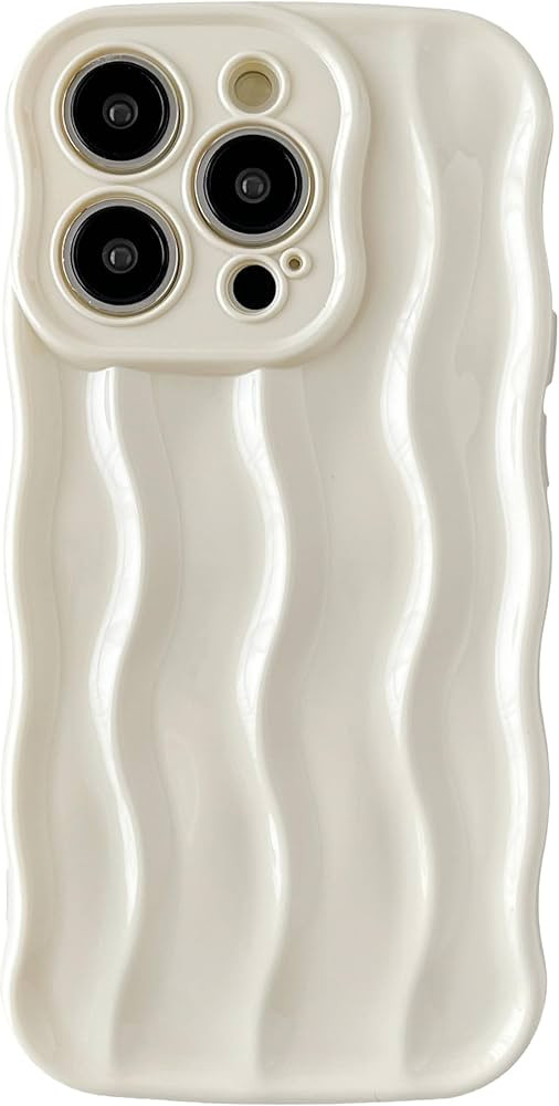 Caseative for iPhone 15 Pro Case,Water Ripple Pattern Curly Wave Frame Soft Phone Case (White) | Amazon (US)