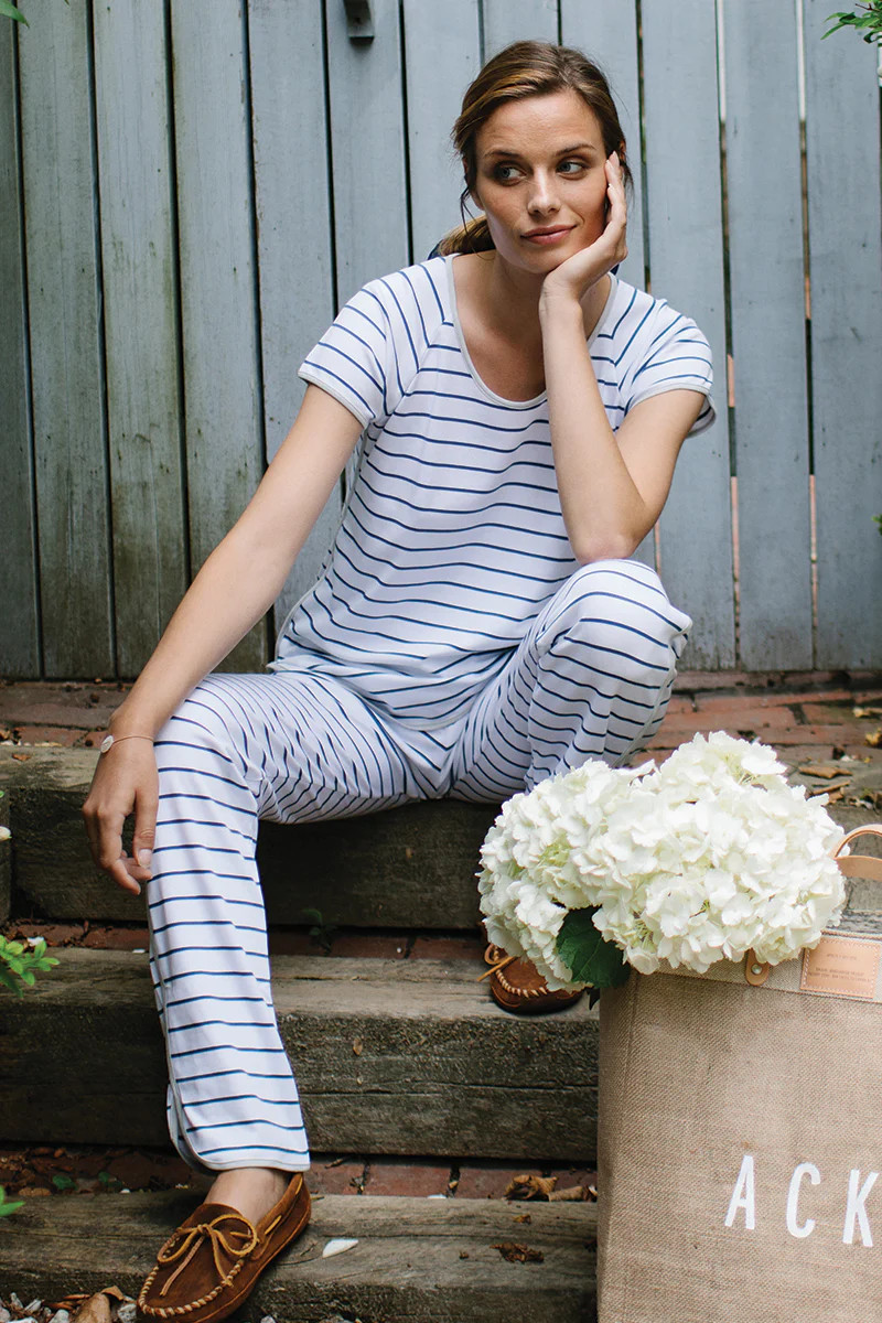 Pima Short-Long Set in Vintage Indigo | LAKE Pajamas