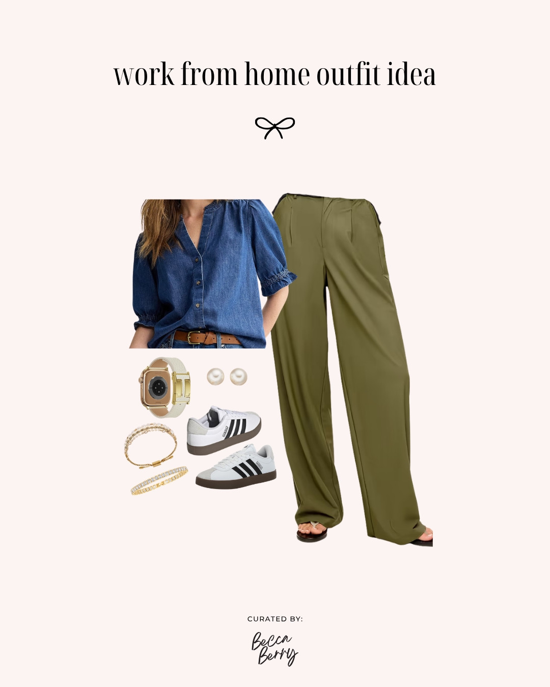 Starting Monday with an easy midsize WFH outfit that feels polished without trying too hard.

I’m pairing the Sonoma Goods For Life Puff Sleeve Button Front Top in Rinse Wash from Kohl’s with Old Navy High-Waisted SleekTech Trouser Pants in Hearthwood, a darker olive green that’s such an easy alternative to basic black trousers.

The puff-sleeve chambray adds a little detail, while the trousers keep everything comfortable and workday-ready. I’m finishing the outfit with pearl studs, my Amazon tennis bracelet, Apple Watch, and adidas sneakers.

It’s an easy work-from-home outfit formula that could just as easily work for an in-office day, errands, or lunch.

Save this outfit formula for later.

#LTKootd #LTKMidsize #LTKWorkwear