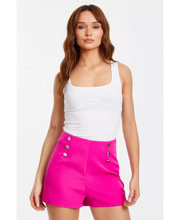 QUIZ Women's Button Detail Tailored Shorts - Macy's | Macy's