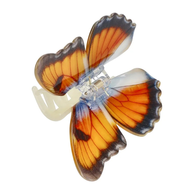 No Boundaries Butterfly Hair Claw Clip, Orange, Women's | Walmart (US)