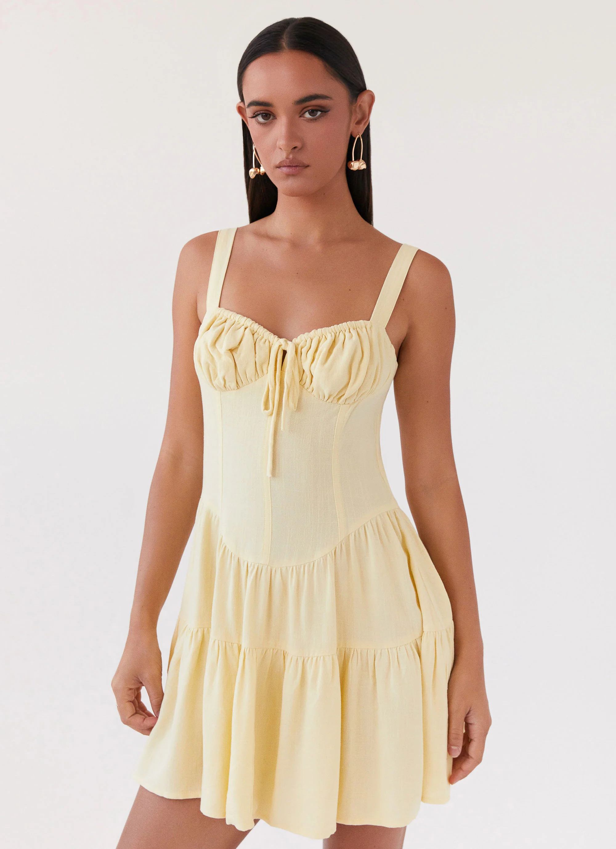 Lucie Linen Mini Dress - Yellow | Peppermayo (Global)