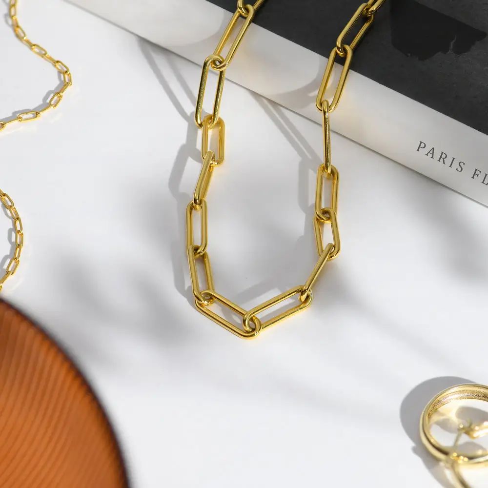 Large Paperclip Chain Necklace - Gold Vermeil | Oak & Luna (US)