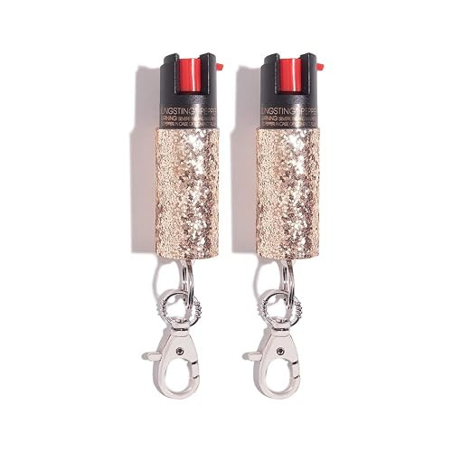 Pepper Spray Maximum Strength Self Defense Keychain for Women, 12-Foot Spray Range & UV Dye - Glitter | Amazon (US)