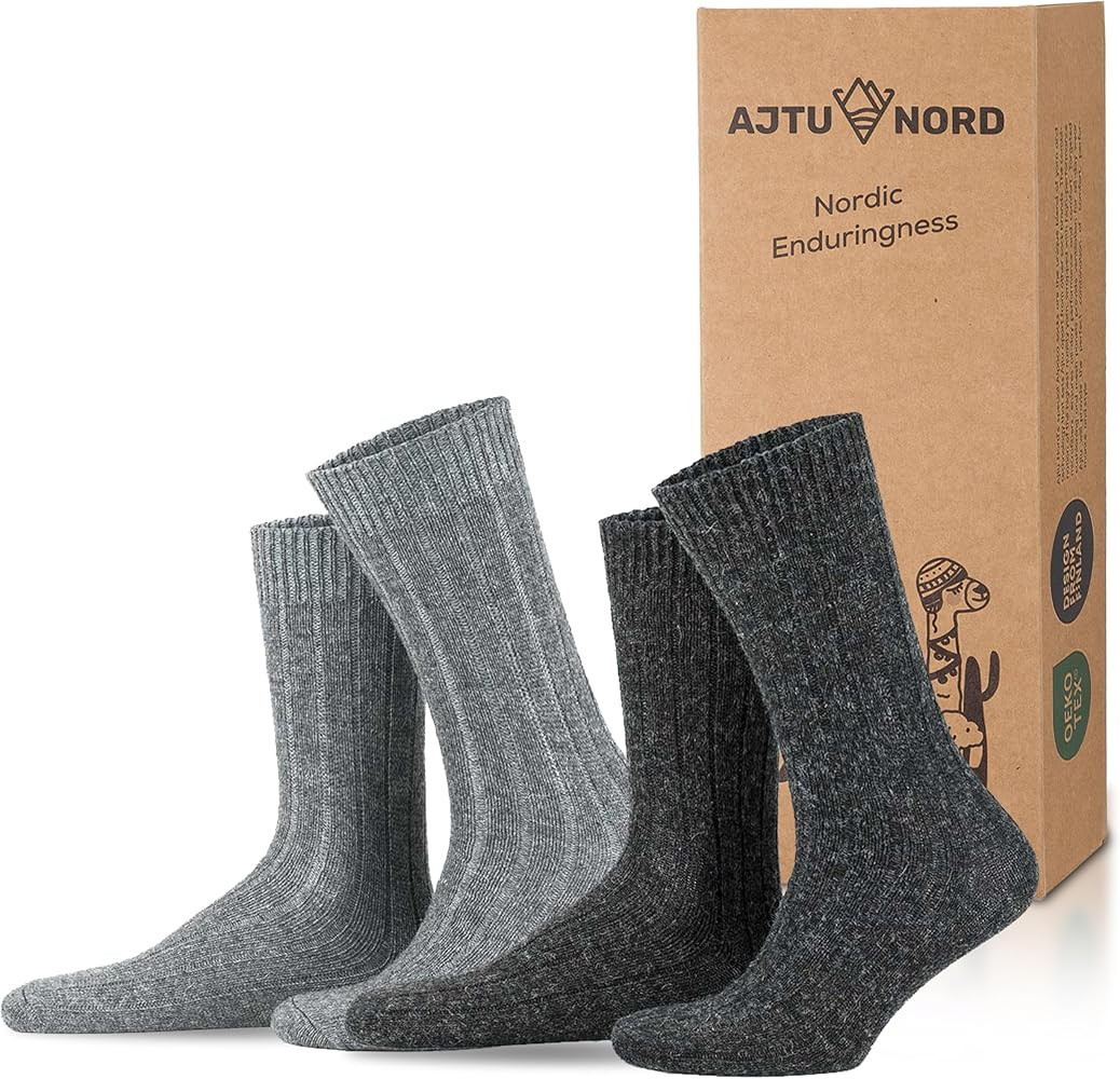 | 2 Pairs Unisex Alpaca Wool Socks|Great Gift for Men and Women | Amazon (US)