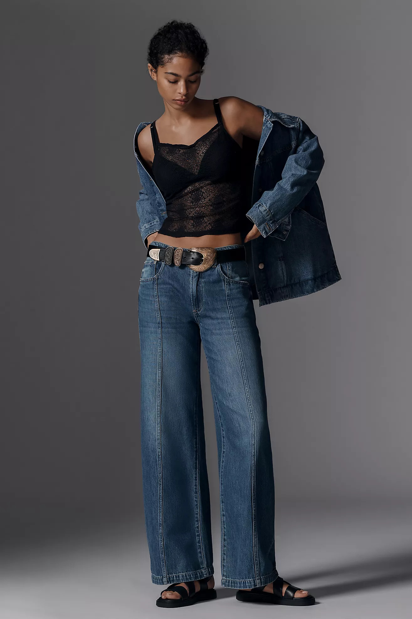 Pistola Jadyn Low-Slung Palazzo Jeans | Anthropologie (US)