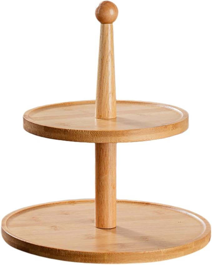 Cupcake Stand Tiered Serving Tray Wooden Cupcake Tower Rack Fruit Plate for Tea Party, 2 Tiers Li... | Amazon (US)