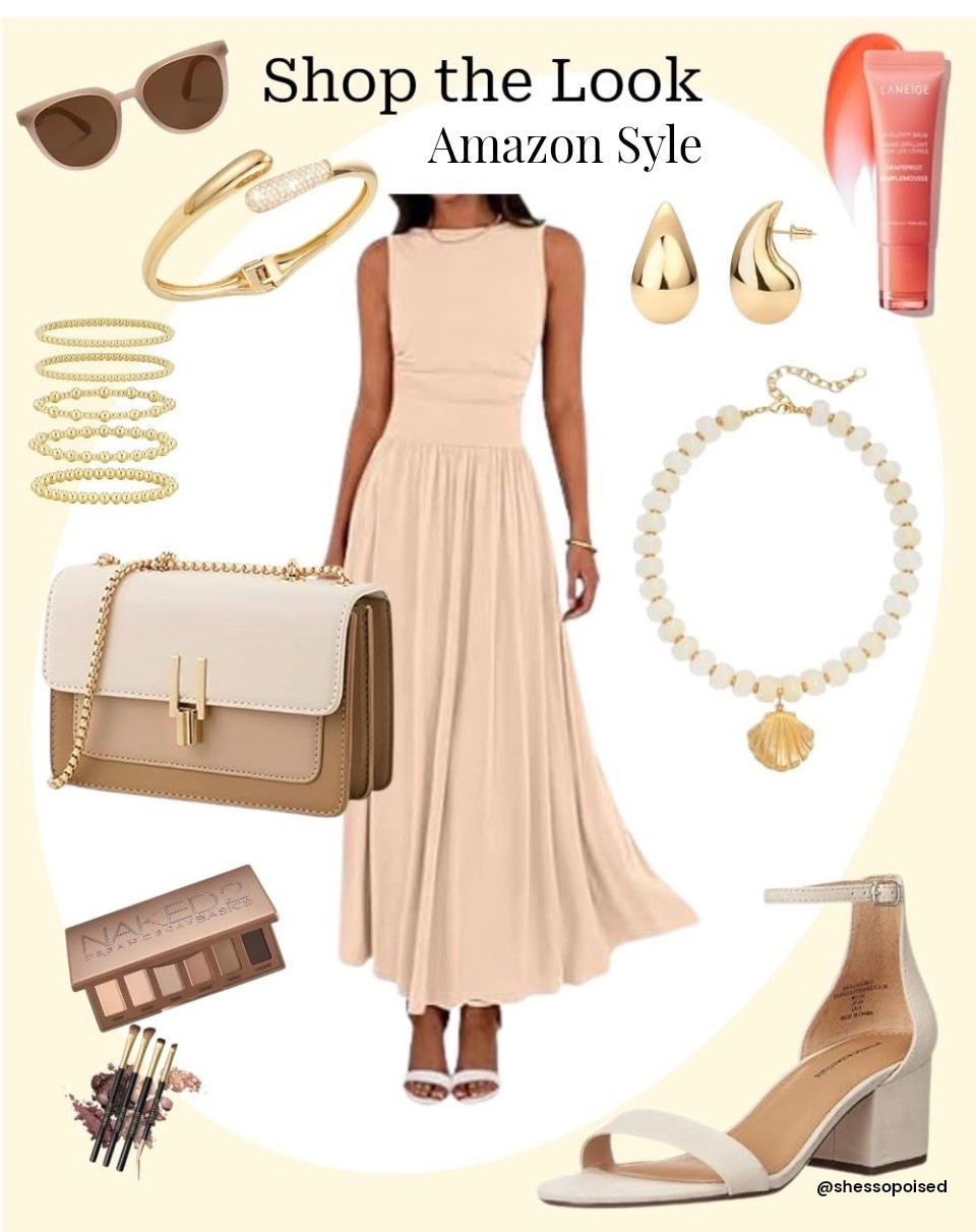 summer dresses - This sleeveless maxi dress from Amazon comes in a number of colors and would be so pretty for a daytime wedding, special event or to wear on vacation. The purse is a great size and comes in other color combos as well as solid black.

#LTKWedding #LTKTravel #LTKBeauty
