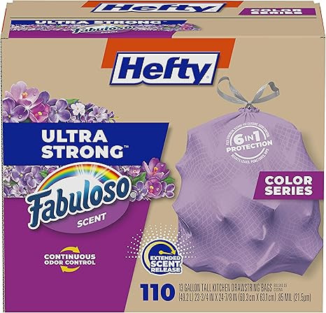 Hefty Ultra Strong 13 Gallon Trash Bags, Tall Kitchen Trash Bags 13 Gallon Size, Resist Leaks, Pu... | Amazon (US)