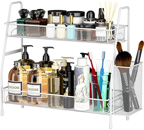 EKNITEY Bathroom Countertop Organizer Shelf - 2 Tier Counter Spice Rack Metal Makeup Rack Small P... | Amazon (US)