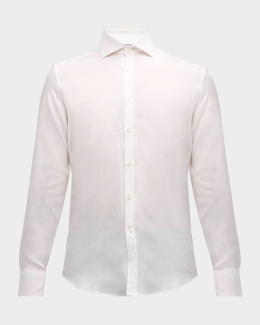 Canali Men's Linen Casual Button-Down Shirt | Neiman Marcus