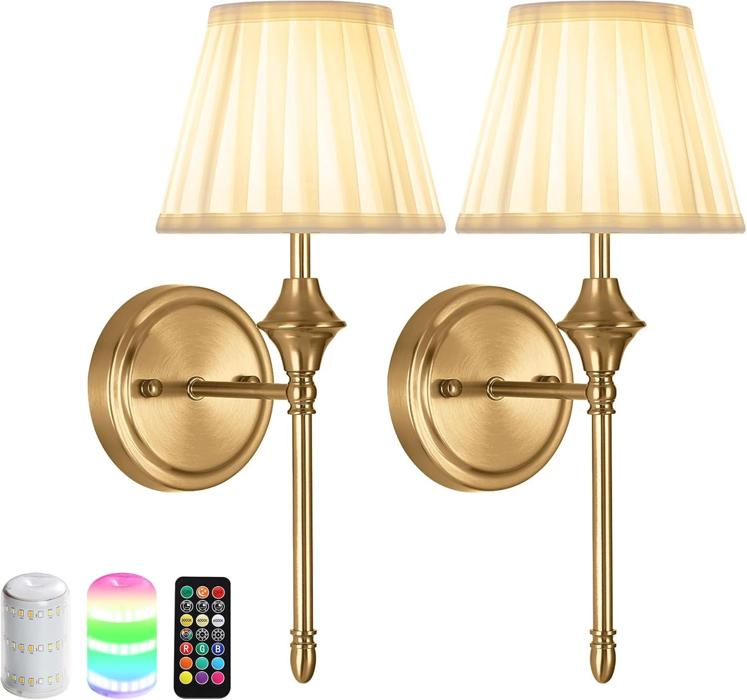 Battery Operated Wall Sconces with Dimmable Led Bulbs and Remote | Amazon (US)