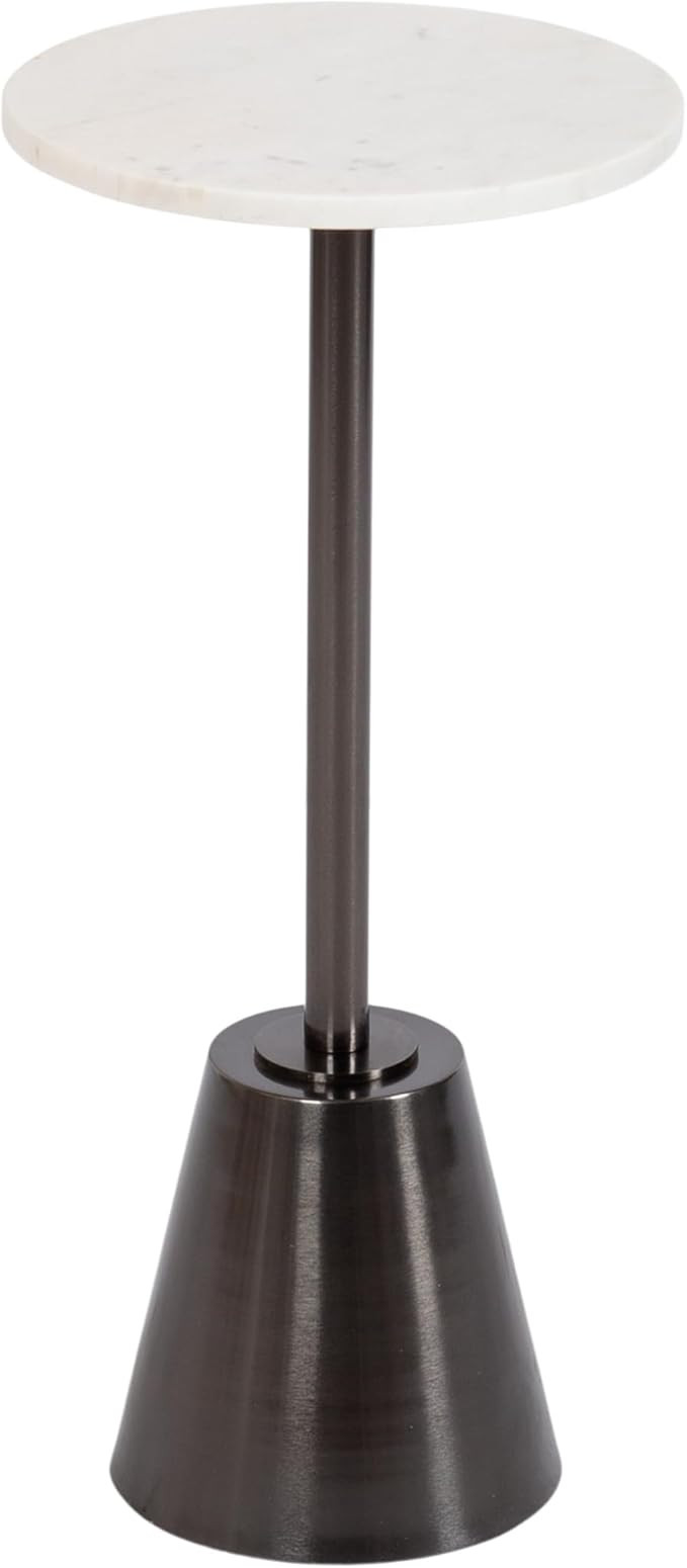 Kate and Laurel Tira Elegant Round Drink Table, 10 x 22, White Marble and Gray Gunmetal, Modern G... | Amazon (US)