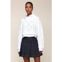 Cropped Layered Cable Knit Sweater | Avec Les Filles