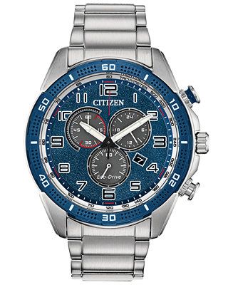 Drive From Citizen Eco-Drive Men's Chronograph LTR Stainless Steel Bracelet Watch 45mm | Macys (US)