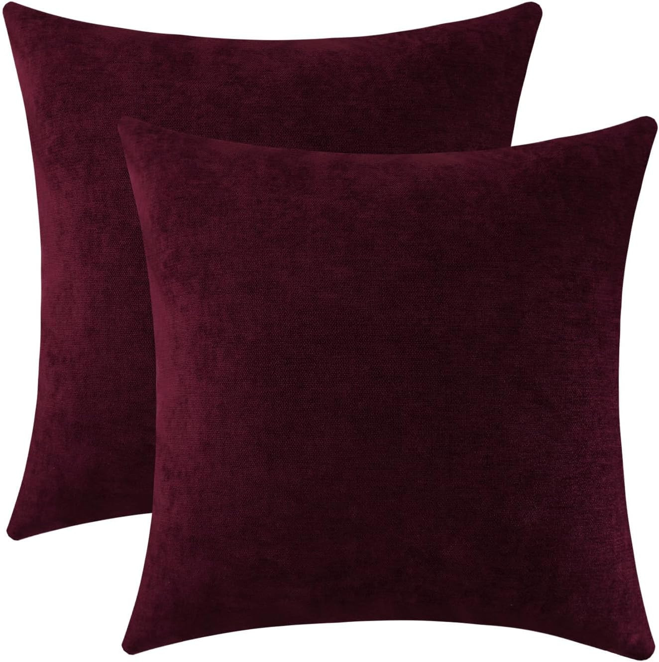 Jeneoo Burgundy Decorative Throw Pillow Covers Soft Chenille Comfy Solid Couch Cushion Case Decor... | Amazon (US)