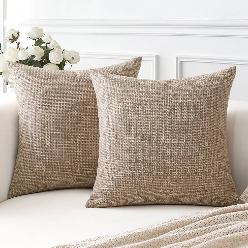 OTOSTAR Linen Throw Pillow Covers Set of 2 Decorative Square Pillowcases Cushion Covers 12x12 Inc... | Amazon (US)